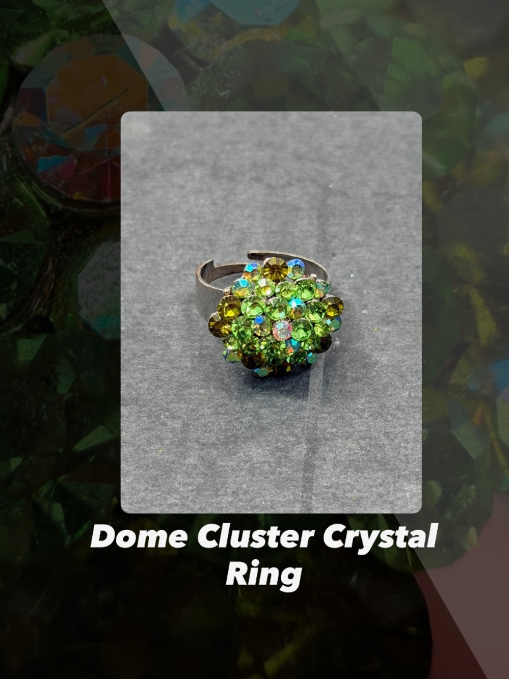 EUC Dome Cluster Crystal Ring